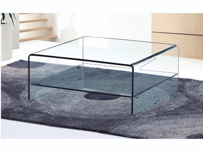 Angulo Clear Coffee Table With Shelf