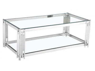 Cleveland Clear Glass Coffee table Silver