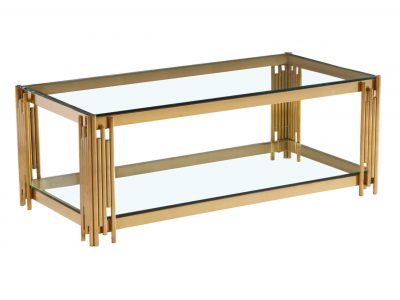 Cleveland Clear Glass Coffee Table Gold