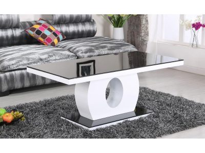 Eden hall Black Glass Coffee Table And White High Gloss