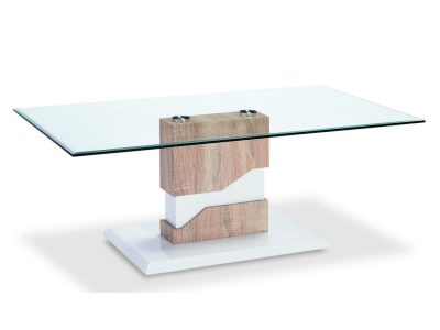 Milton Glass Coffee Table White & Natural