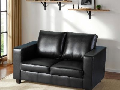Tempo 2 Seater Sofa Black Faux leather
